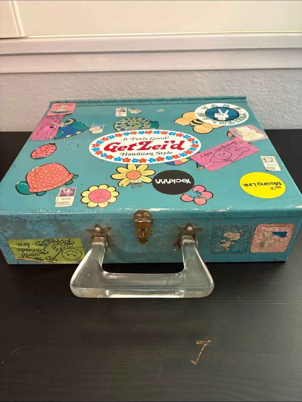 Vintage Metal Storage Box Stickers Clear Handle